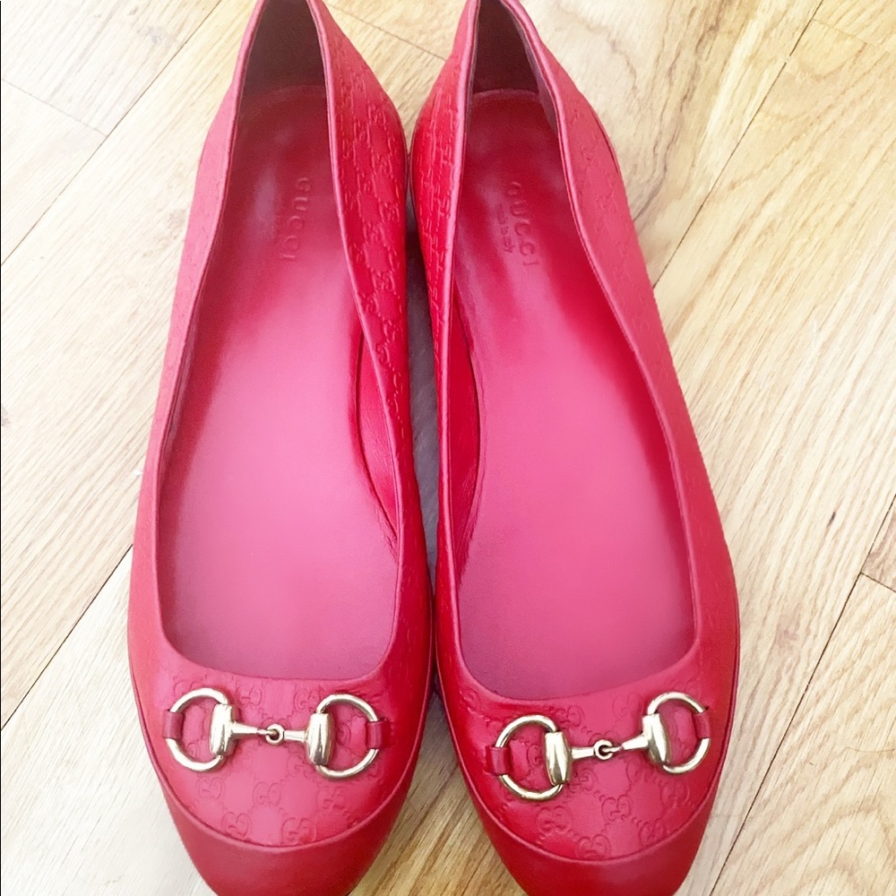 Red Gucci Ballet Shoes! Like New!